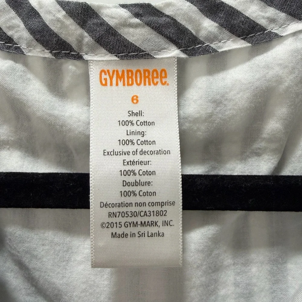 Gymboree Girls Summer Gray and White Striped Sleeveless Dress with Pink Trim
